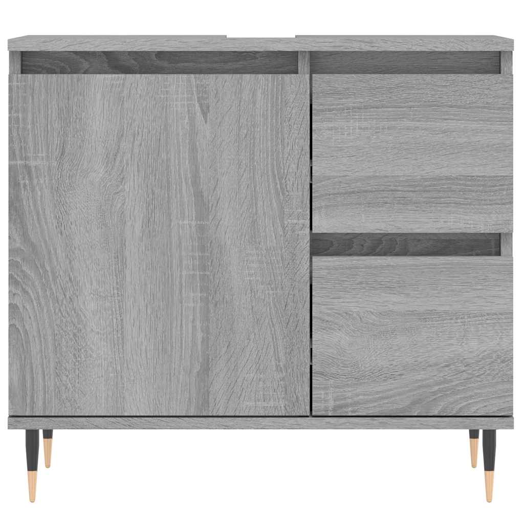 Baderomsskap Grå Sonoma Eik 65X33X60 Cm Konstruert Tre