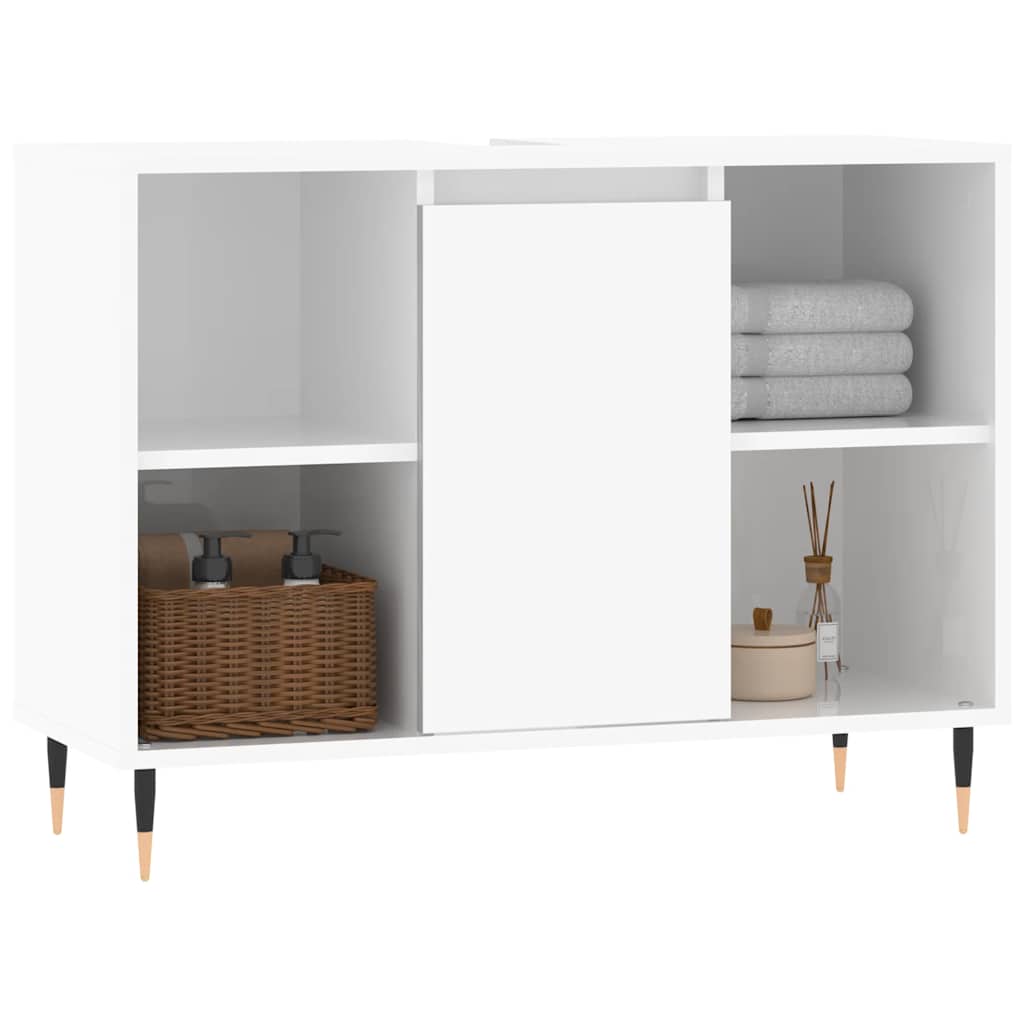 Baderomsskap Høyglans Hvit 80X33X60 Cm Konstruert Tre
