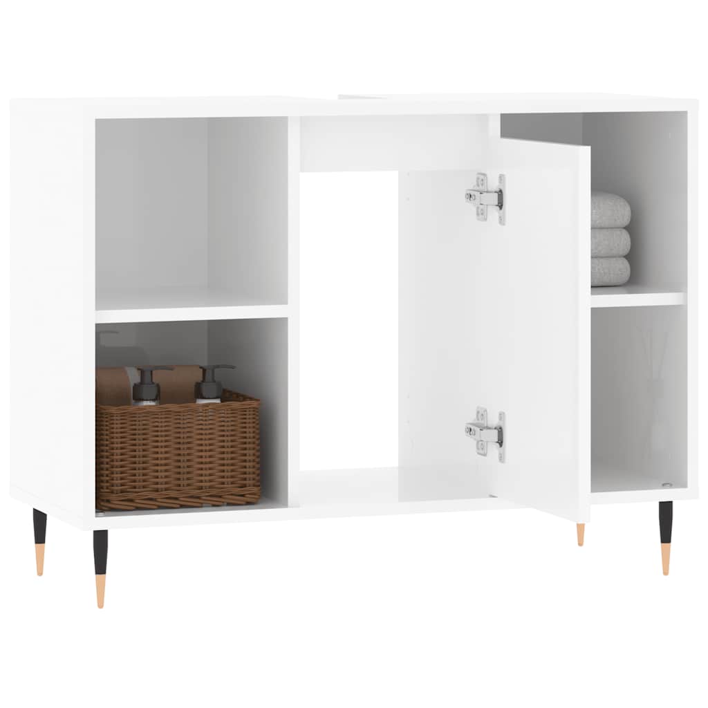 Baderomsskap Høyglans Hvit 80X33X60 Cm Konstruert Tre