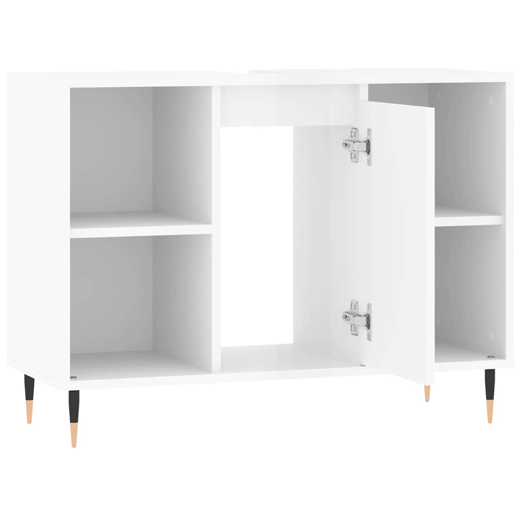 Baderomsskap Høyglans Hvit 80X33X60 Cm Konstruert Tre