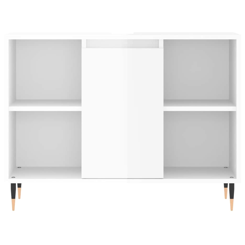 Baderomsskap Høyglans Hvit 80X33X60 Cm Konstruert Tre