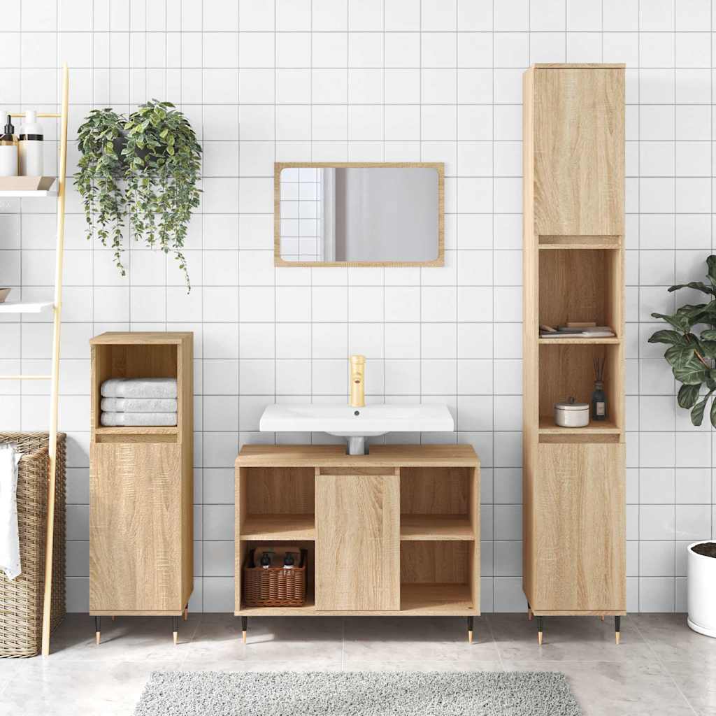 Baderomsskap Høyglans Hvit 80X33X60 Cm Konstruert Tre