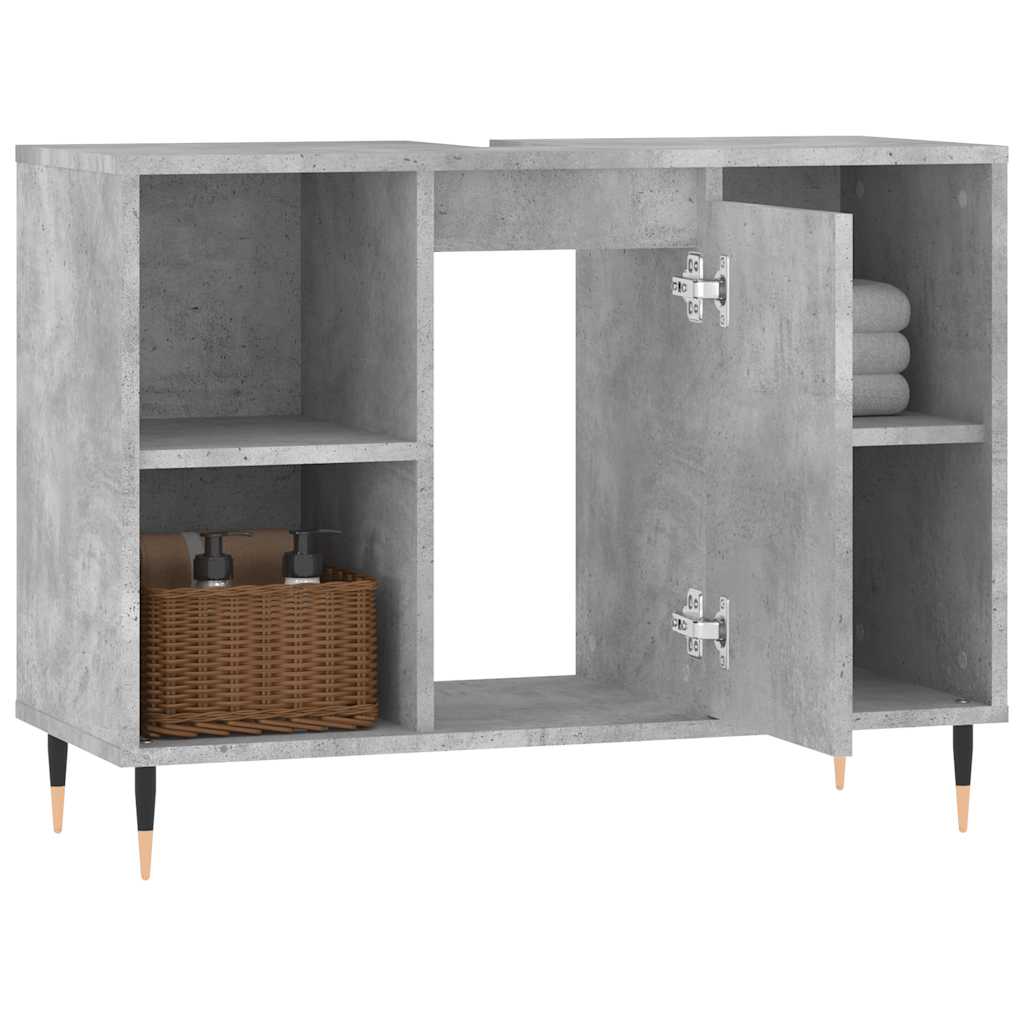 Baderomsskap Betonggrå 80X33X60 Cm Konstruert Tre