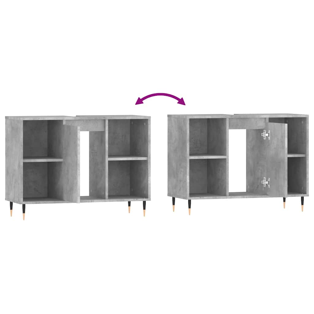 Baderomsskap Betonggrå 80X33X60 Cm Konstruert Tre