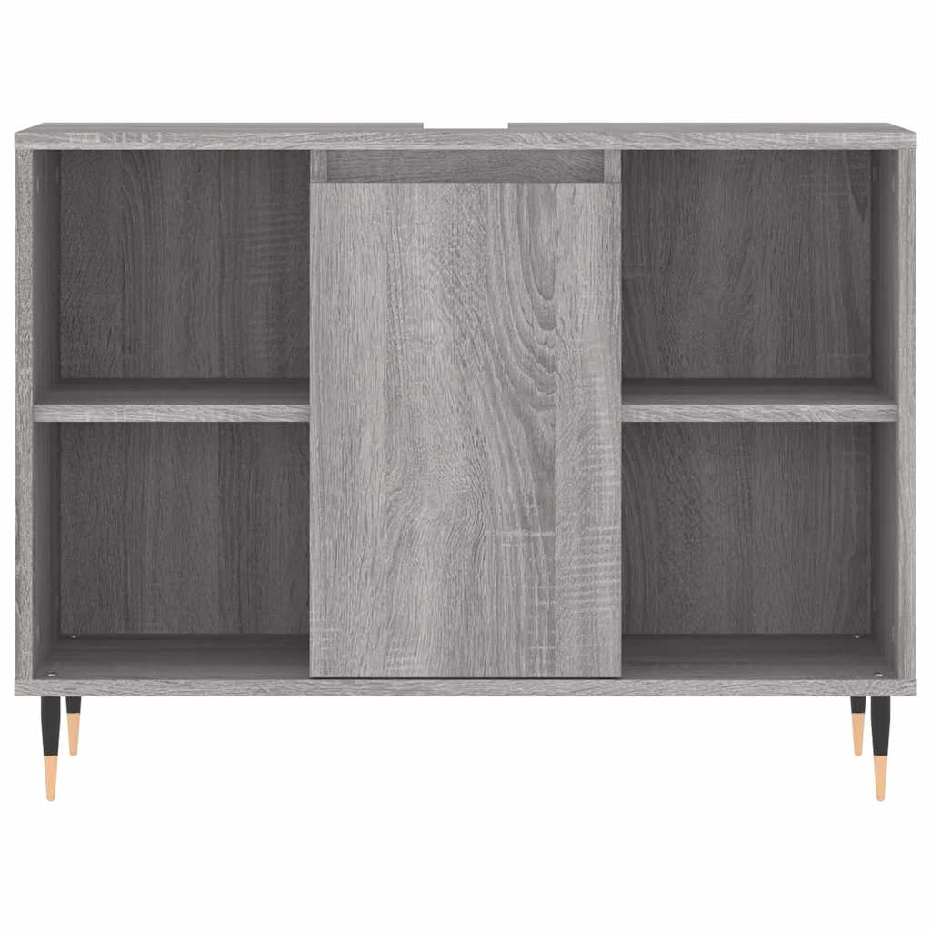 Baderomsskap Grå Eik 80X33X60 Cm Konstruert Tre