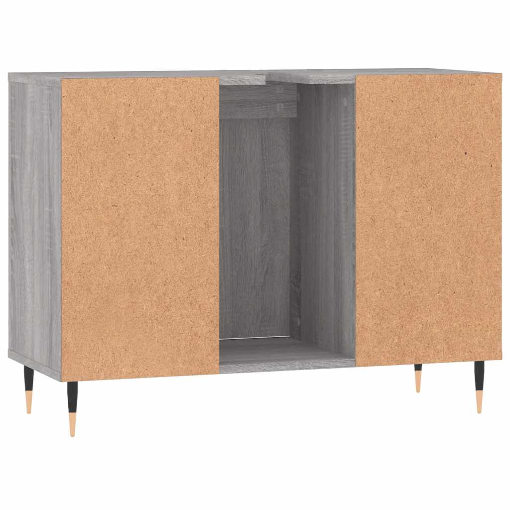 Baderomsskap Grå Eik 80X33X60 Cm Konstruert Tre