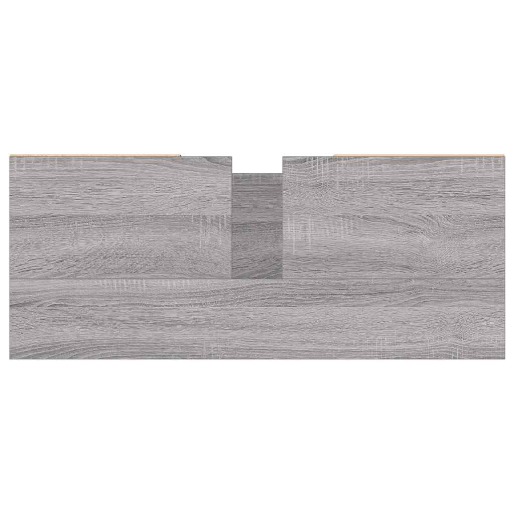 Baderomsskap Grå Eik 80X33X60 Cm Konstruert Tre