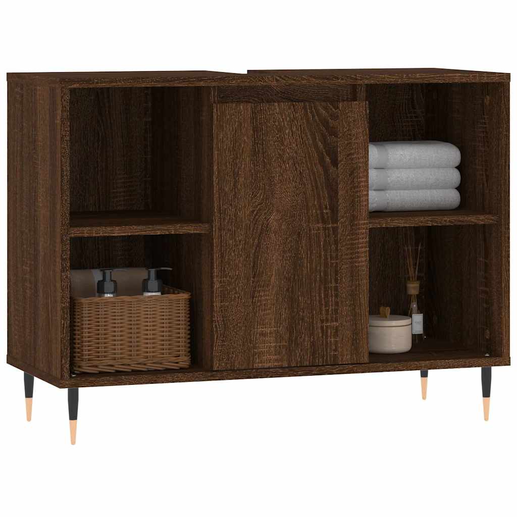 Baderomsskap Brun Eik 80X33X60 Cm Konstruert Tre