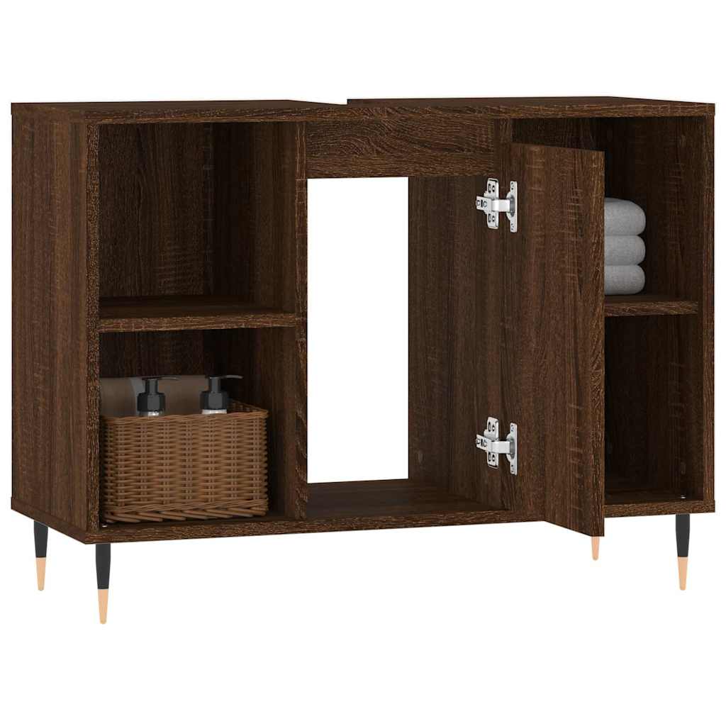 Baderomsskap Brun Eik 80X33X60 Cm Konstruert Tre