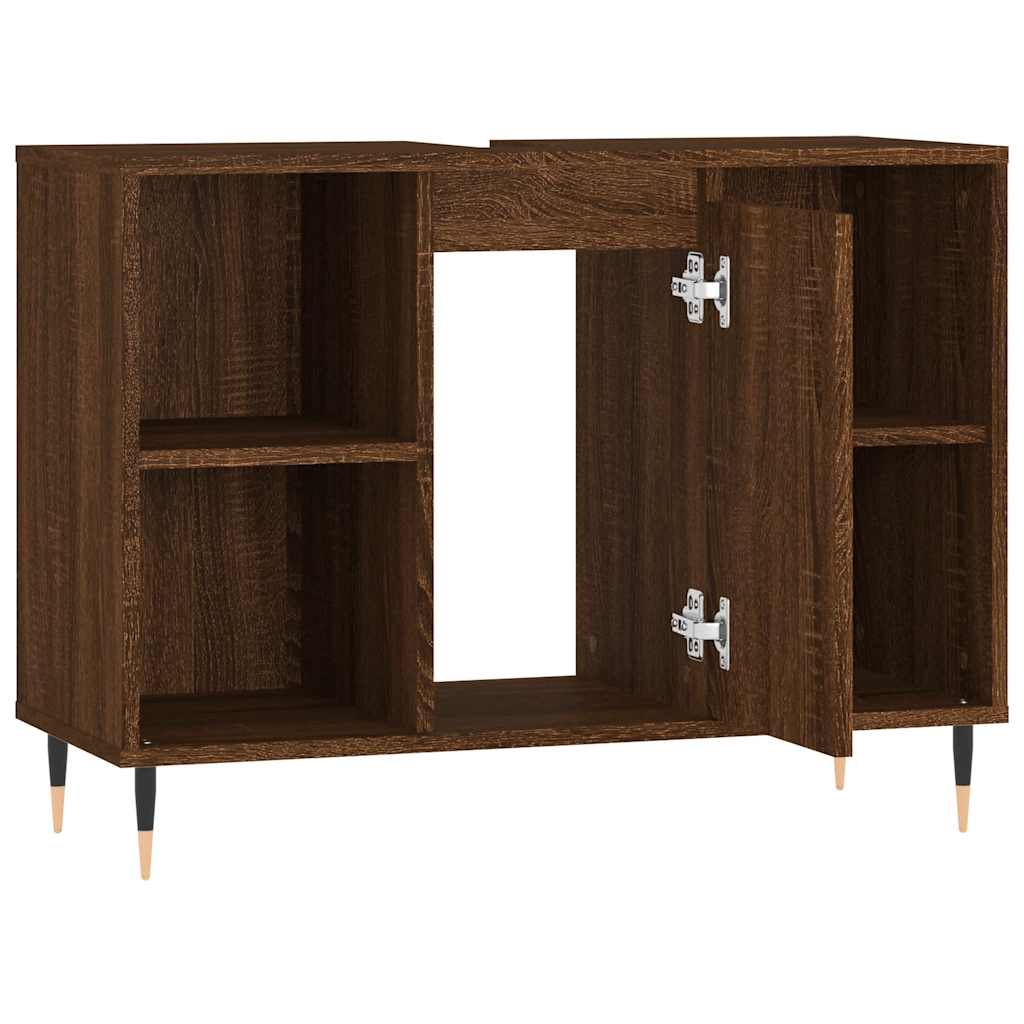 Baderomsskap Brun Eik 80X33X60 Cm Konstruert Tre
