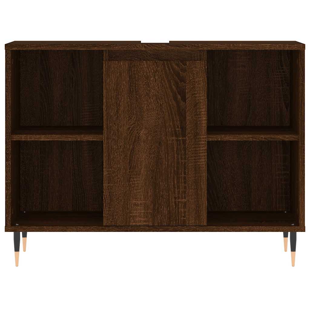 Baderomsskap Brun Eik 80X33X60 Cm Konstruert Tre