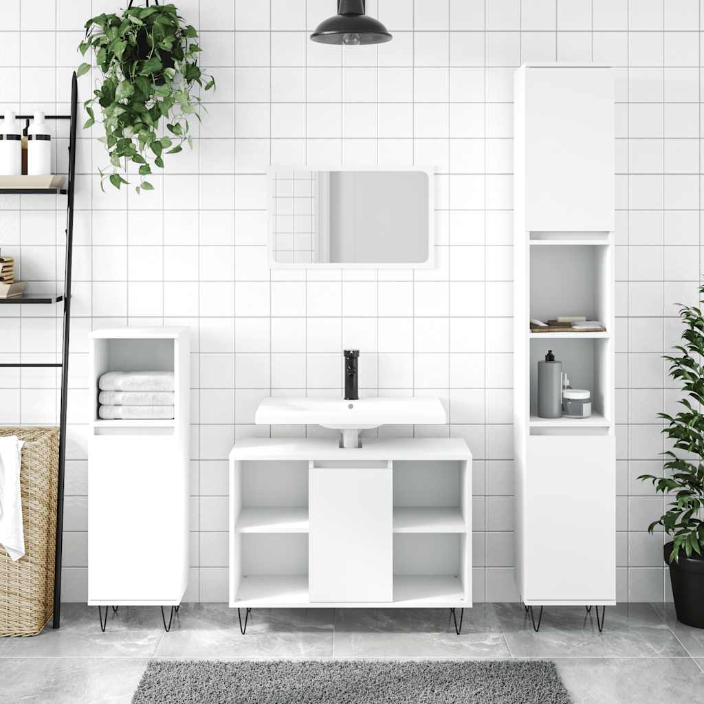 Baderomsskap Hvit 80X33X60 Cm Konstruert Tre