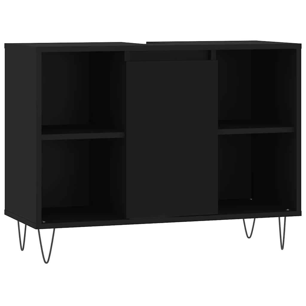 Baderomsskap Svart 80X33X60 Cm Konstruert Tre