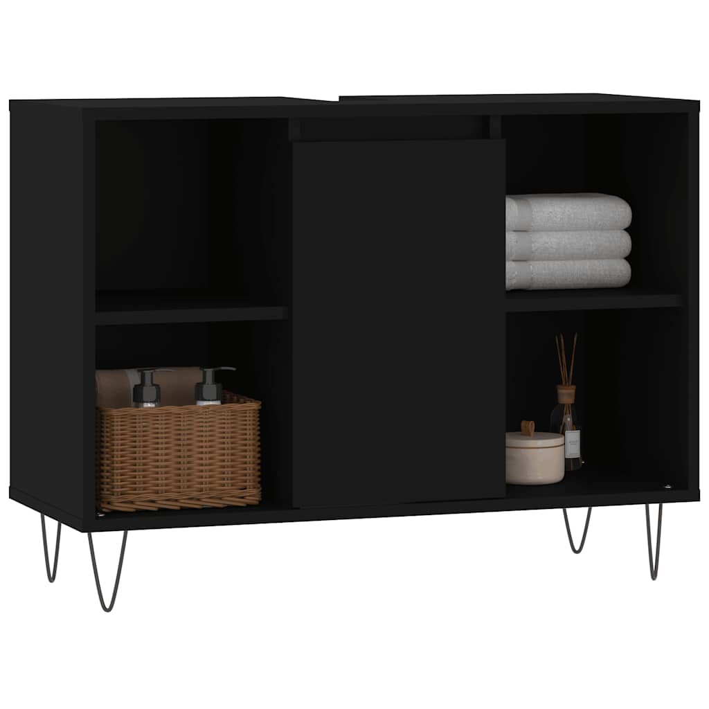 Baderomsskap Svart 80X33X60 Cm Konstruert Tre