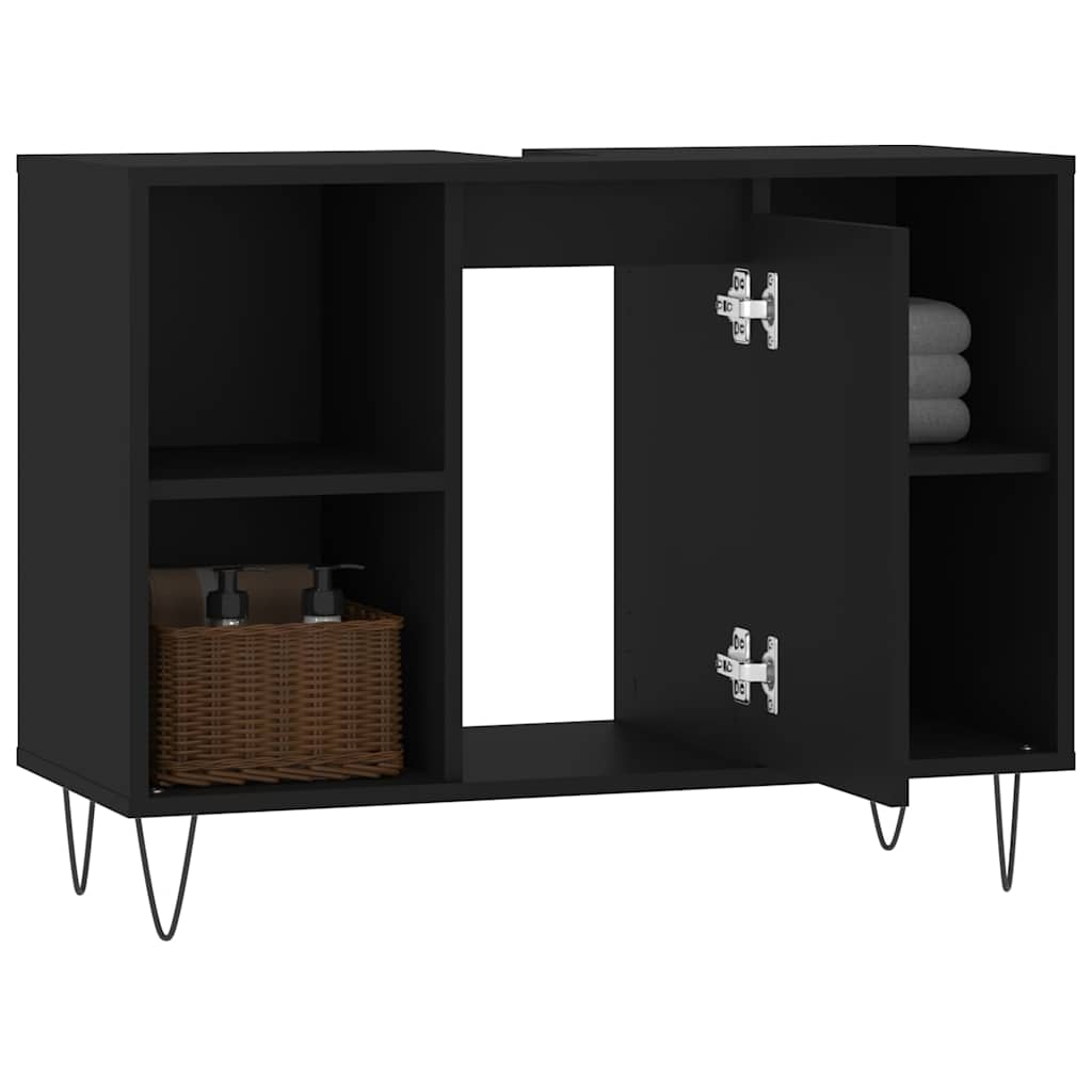 Baderomsskap Svart 80X33X60 Cm Konstruert Tre