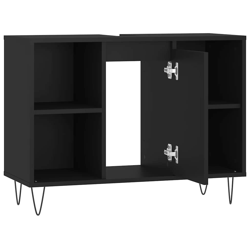 Baderomsskap Svart 80X33X60 Cm Konstruert Tre