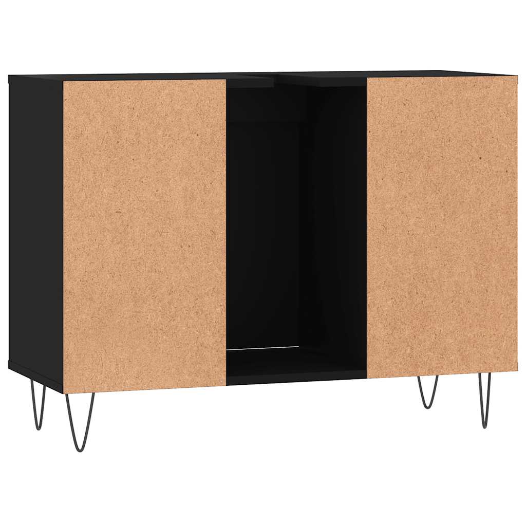Baderomsskap Svart 80X33X60 Cm Konstruert Tre