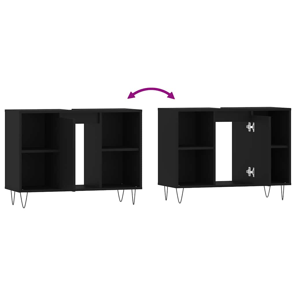 Baderomsskap Svart 80X33X60 Cm Konstruert Tre