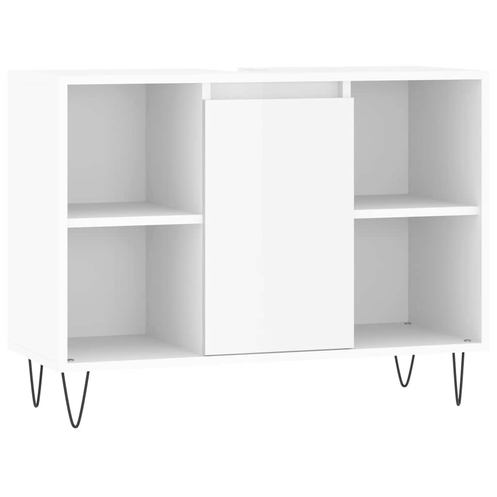 Baderomsskap Høyglans Hvit 80X33X60 Cm Konstruert Tre