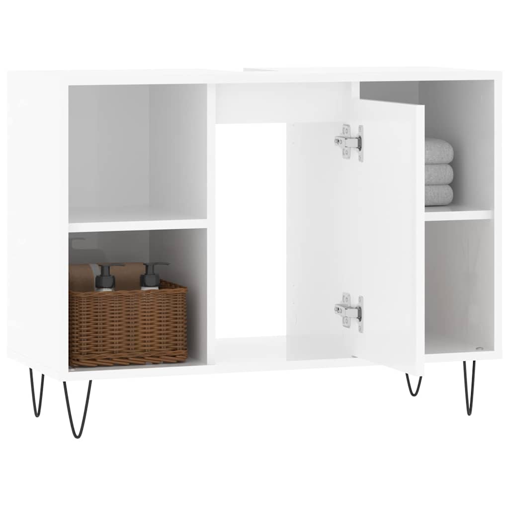 Baderomsskap Høyglans Hvit 80X33X60 Cm Konstruert Tre