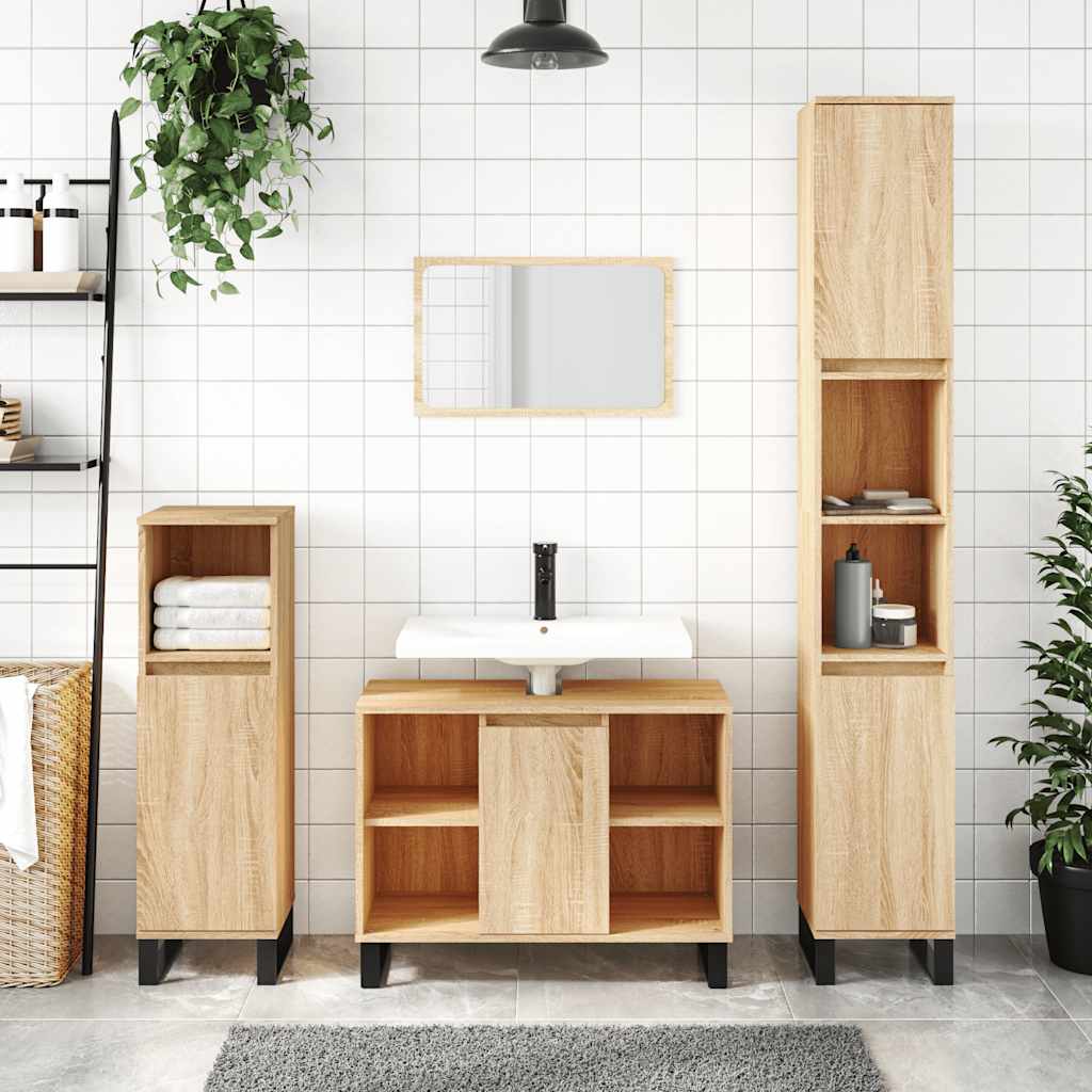 Baderomsskap Høyglans Hvit 80X33X60 Cm Konstruert Tre