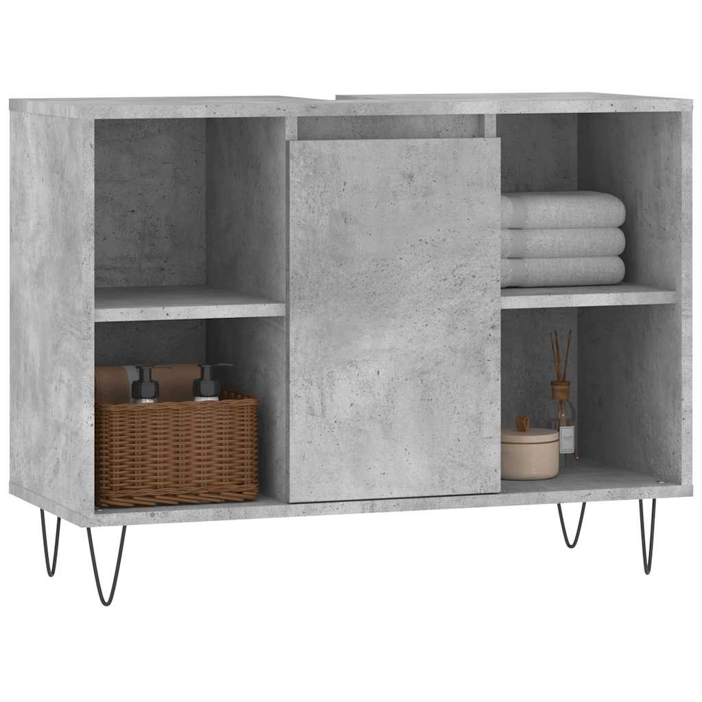 Baderomsskap Betonggrå 80X33X60 Cm Konstruert Tre