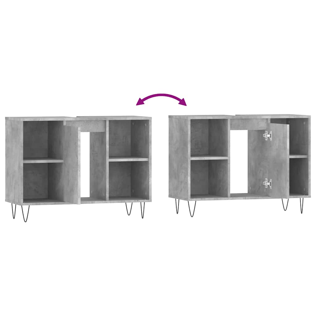 Baderomsskap Betonggrå 80X33X60 Cm Konstruert Tre