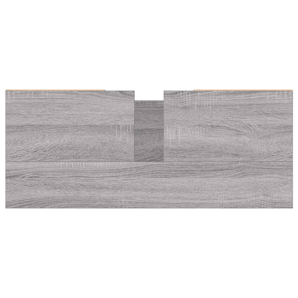 Baderomsskap Grå Eik 80X33X60 Cm Konstruert Tre