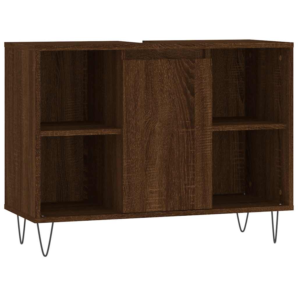 Baderomsskap Brun Eik 80X33X60 Cm Konstruert Tre