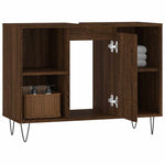 Baderomsskap Brun Eik 80X33X60 Cm Konstruert Tre