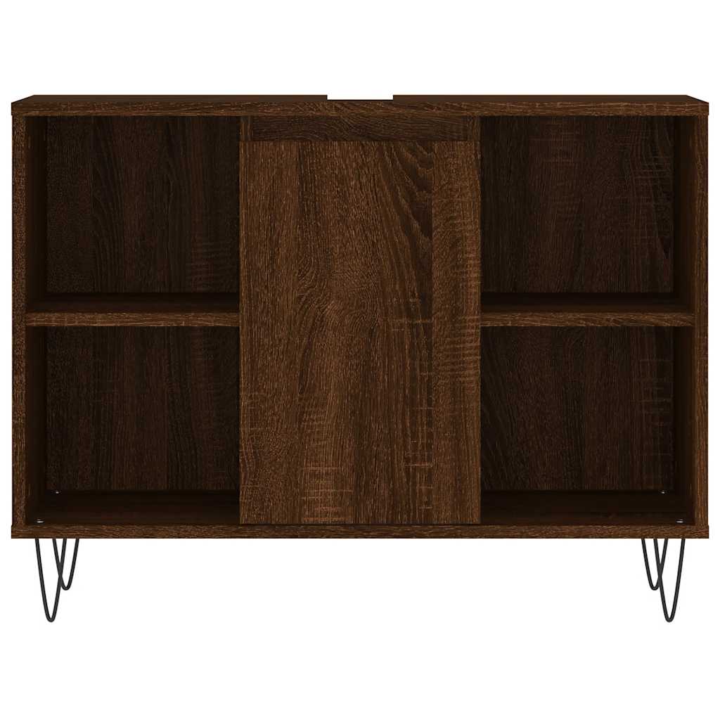 Baderomsskap Brun Eik 80X33X60 Cm Konstruert Tre