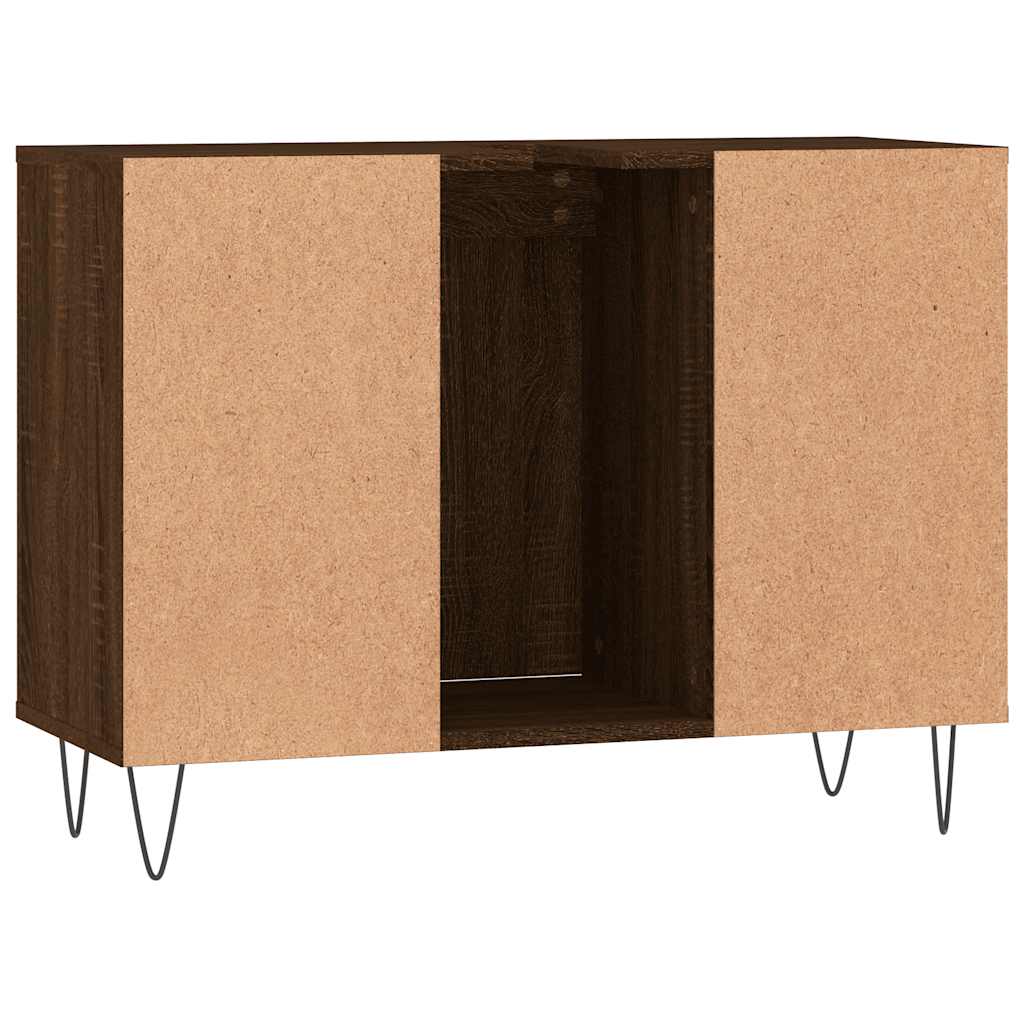 Baderomsskap Brun Eik 80X33X60 Cm Konstruert Tre