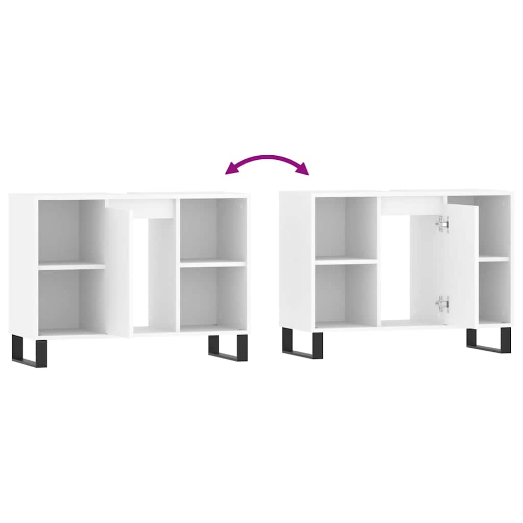 Baderomsskap Hvit 80X33X60 Cm Konstruert Tre