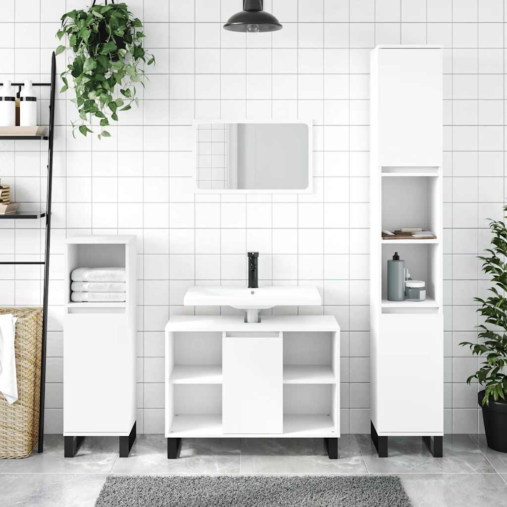 Baderomsskap Hvit 80X33X60 Cm Konstruert Tre