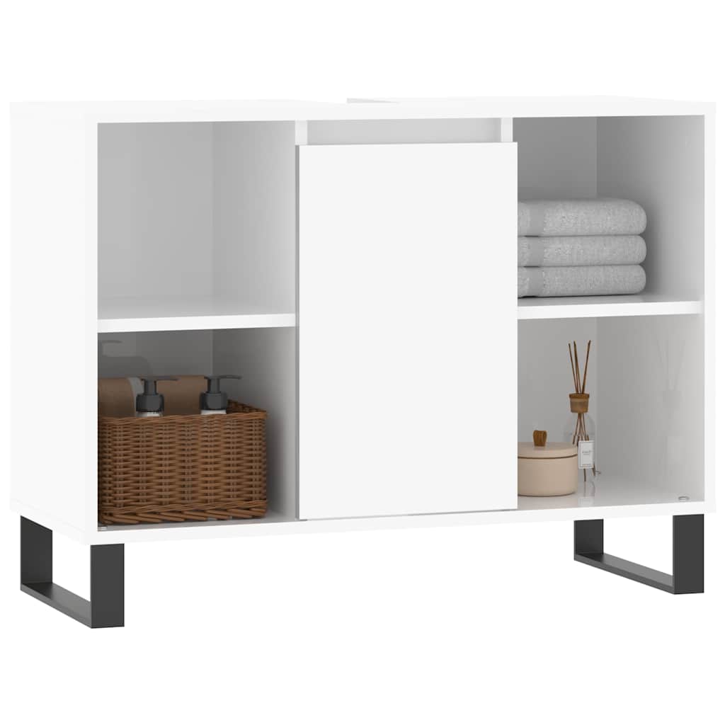 Baderomsskap Høyglans Hvit 80X33X60 Cm Konstruert Tre