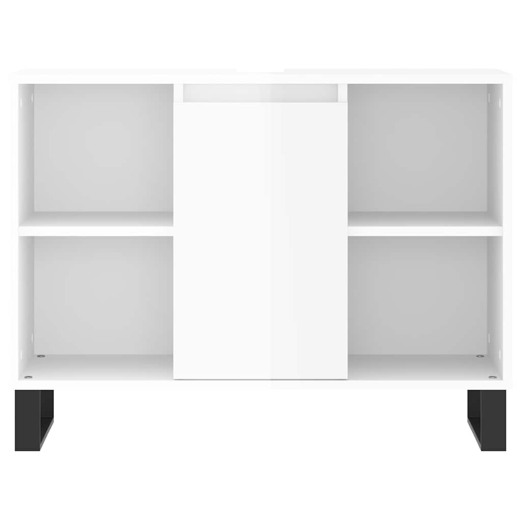 Baderomsskap Høyglans Hvit 80X33X60 Cm Konstruert Tre