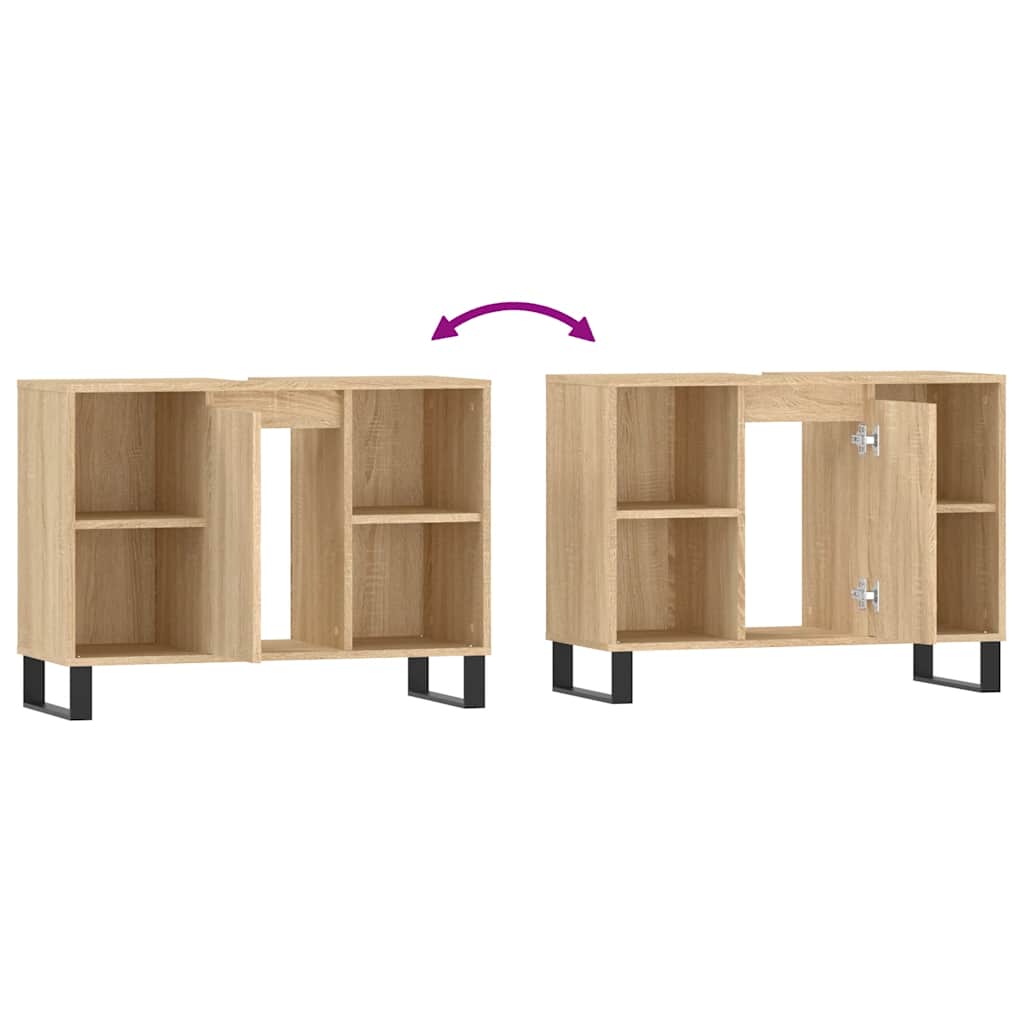 Baderomsskap Høyglans Hvit 80X33X60 Cm Konstruert Tre