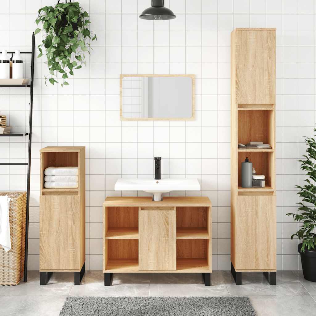 Baderomsskap Høyglans Hvit 80X33X60 Cm Konstruert Tre