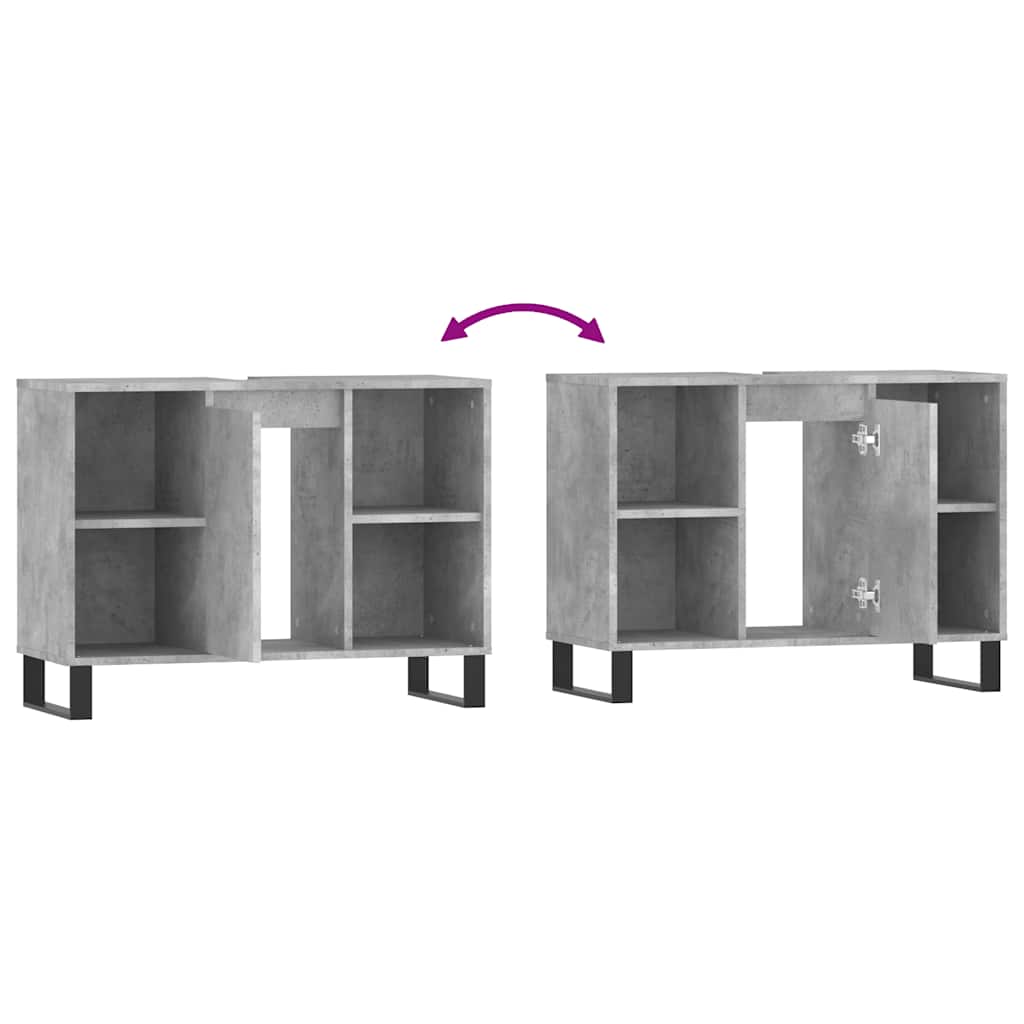 Baderomsskap Betonggrå 80X33X60 Cm Konstruert Tre
