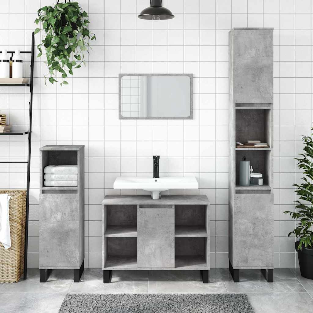 Baderomsskap Betonggrå 80X33X60 Cm Konstruert Tre