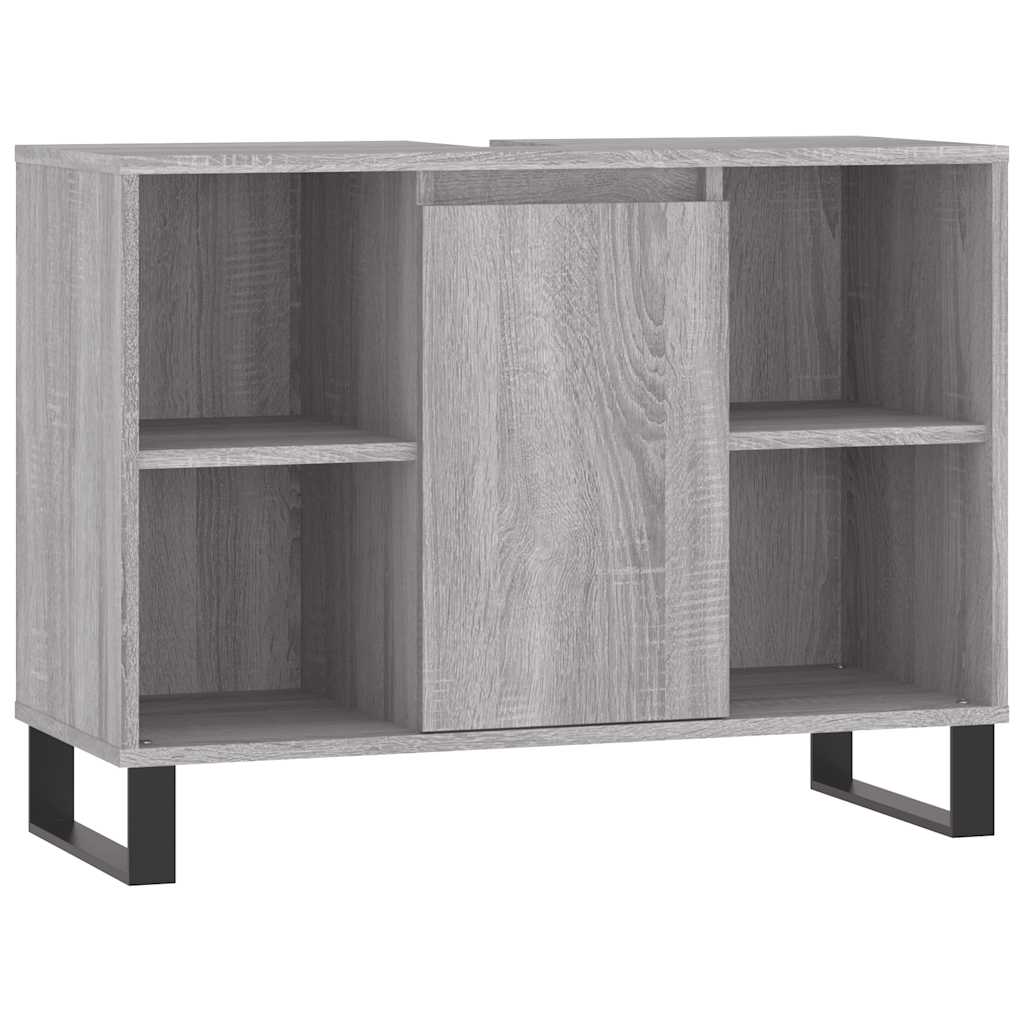 Baderomsskap Grå Eik 80X33X60 Cm Konstruert Tre