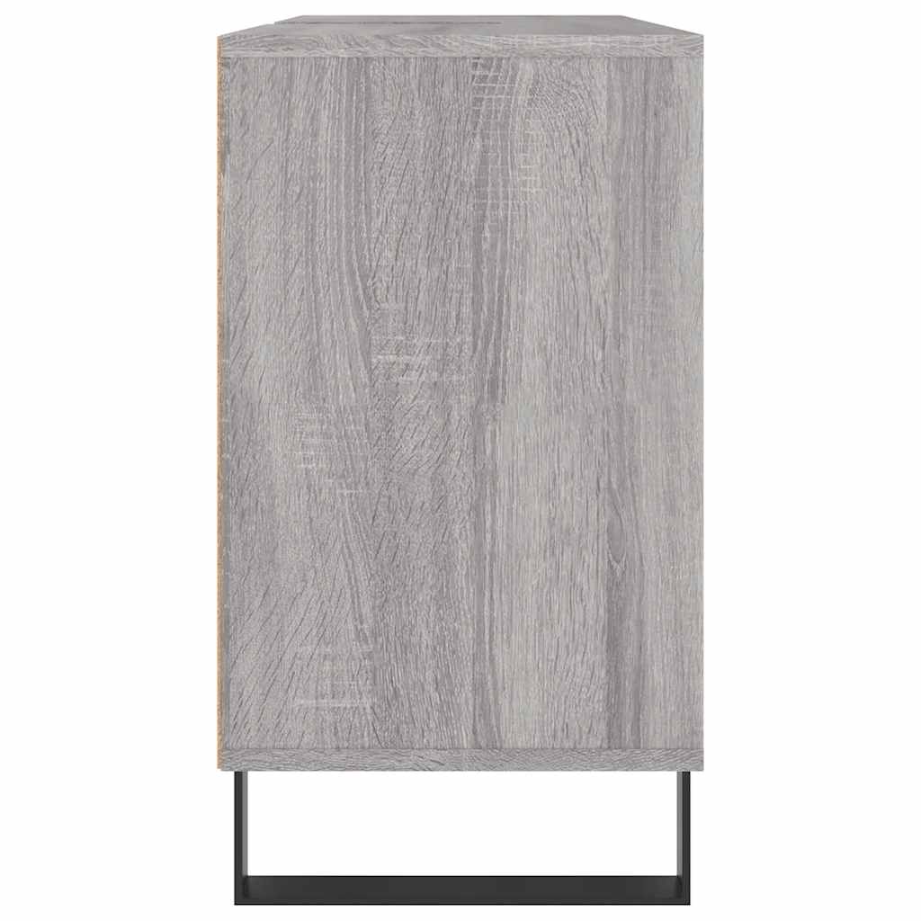 Baderomsskap Grå Eik 80X33X60 Cm Konstruert Tre