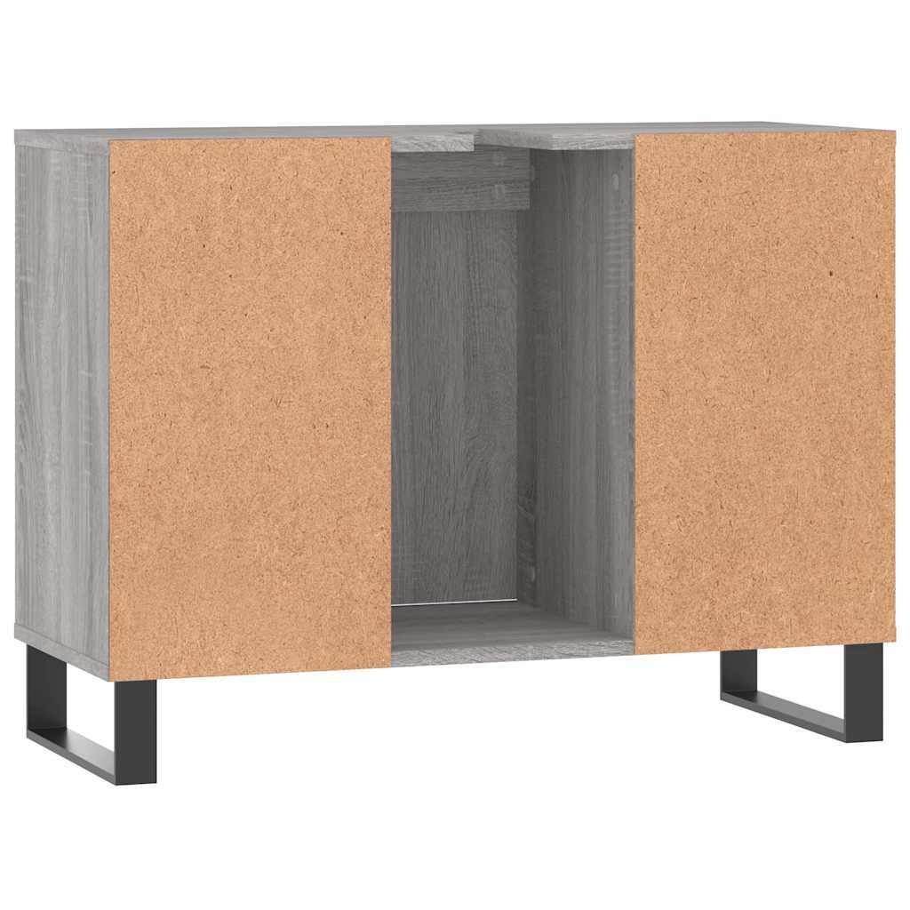 Baderomsskap Grå Eik 80X33X60 Cm Konstruert Tre