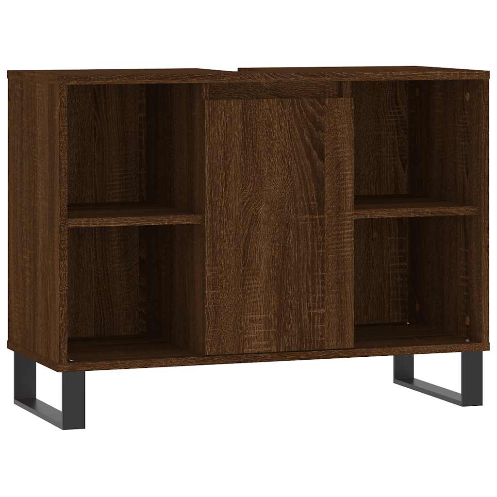 Baderomsskap Brun Eik 80X33X60 Cm Konstruert Tre