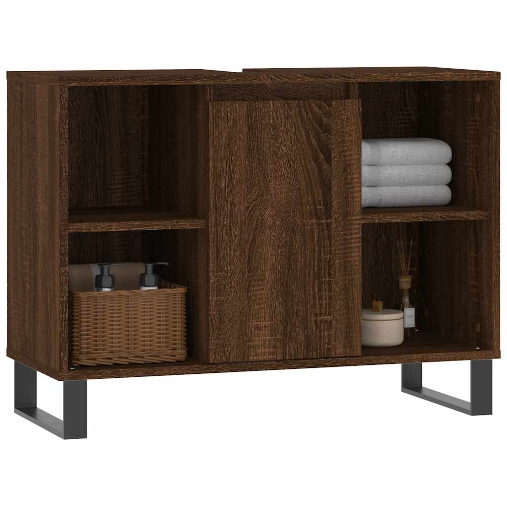 Baderomsskap Brun Eik 80X33X60 Cm Konstruert Tre