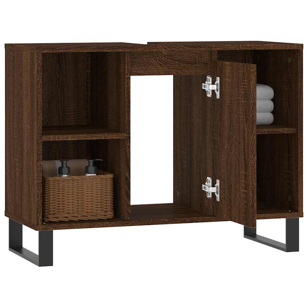 Baderomsskap Brun Eik 80X33X60 Cm Konstruert Tre