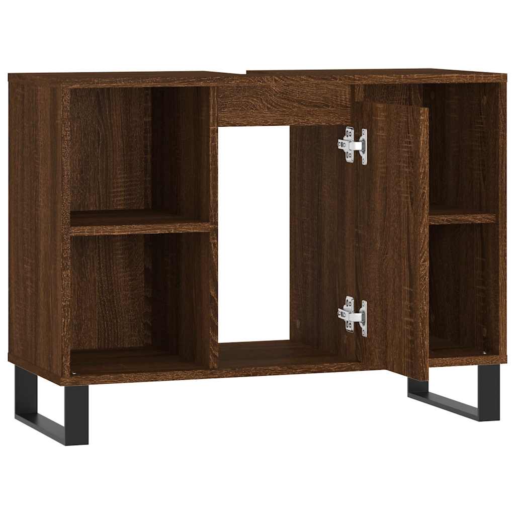 Baderomsskap Brun Eik 80X33X60 Cm Konstruert Tre