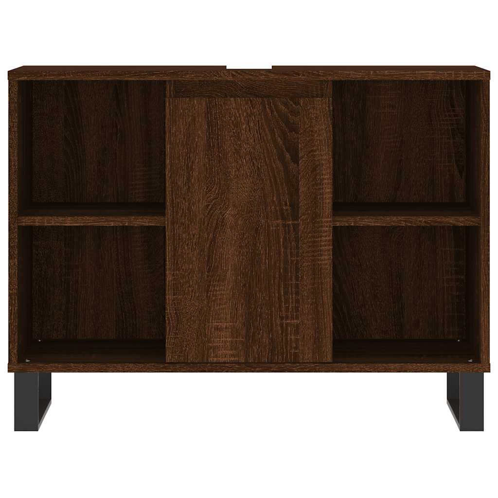 Baderomsskap Brun Eik 80X33X60 Cm Konstruert Tre
