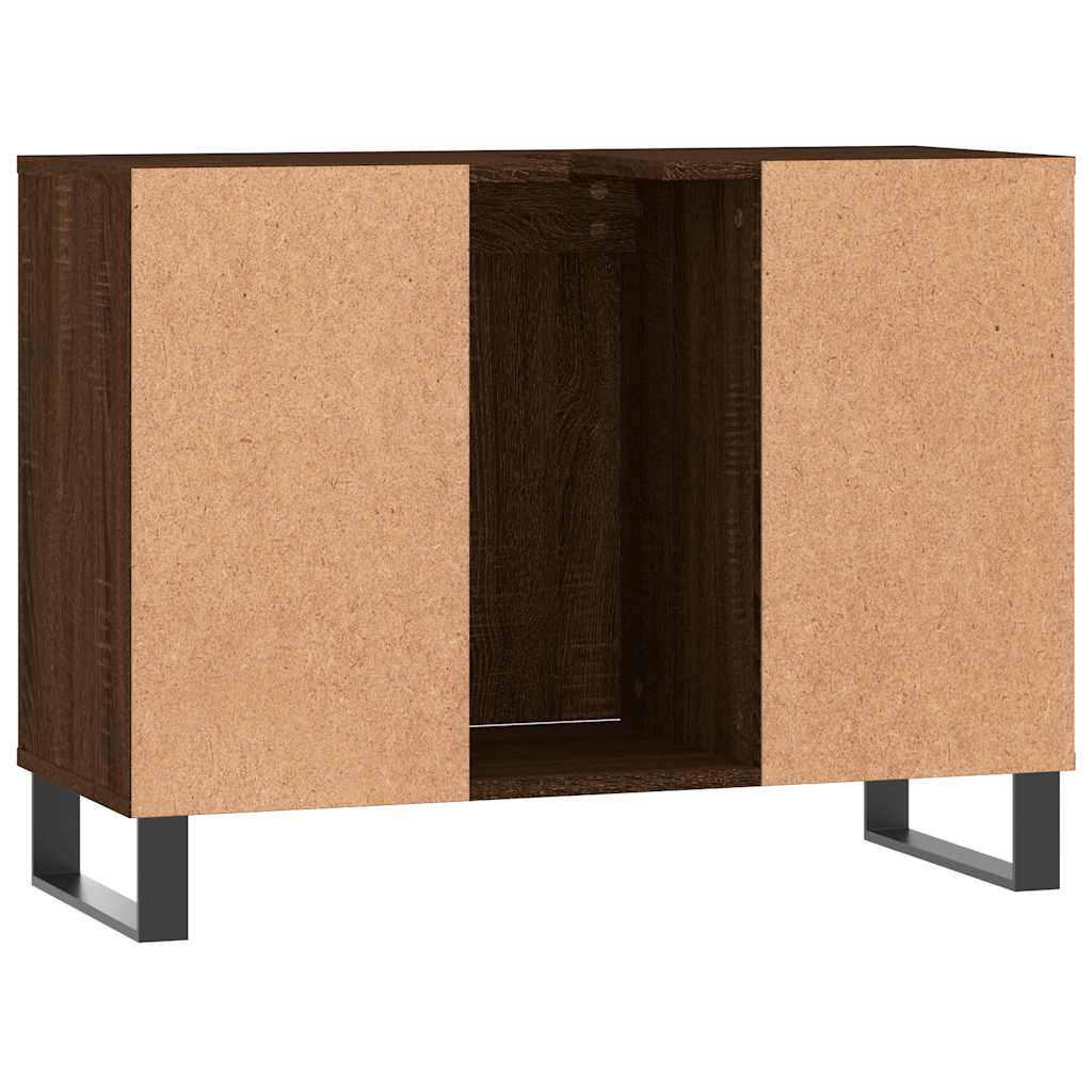 Baderomsskap Brun Eik 80X33X60 Cm Konstruert Tre