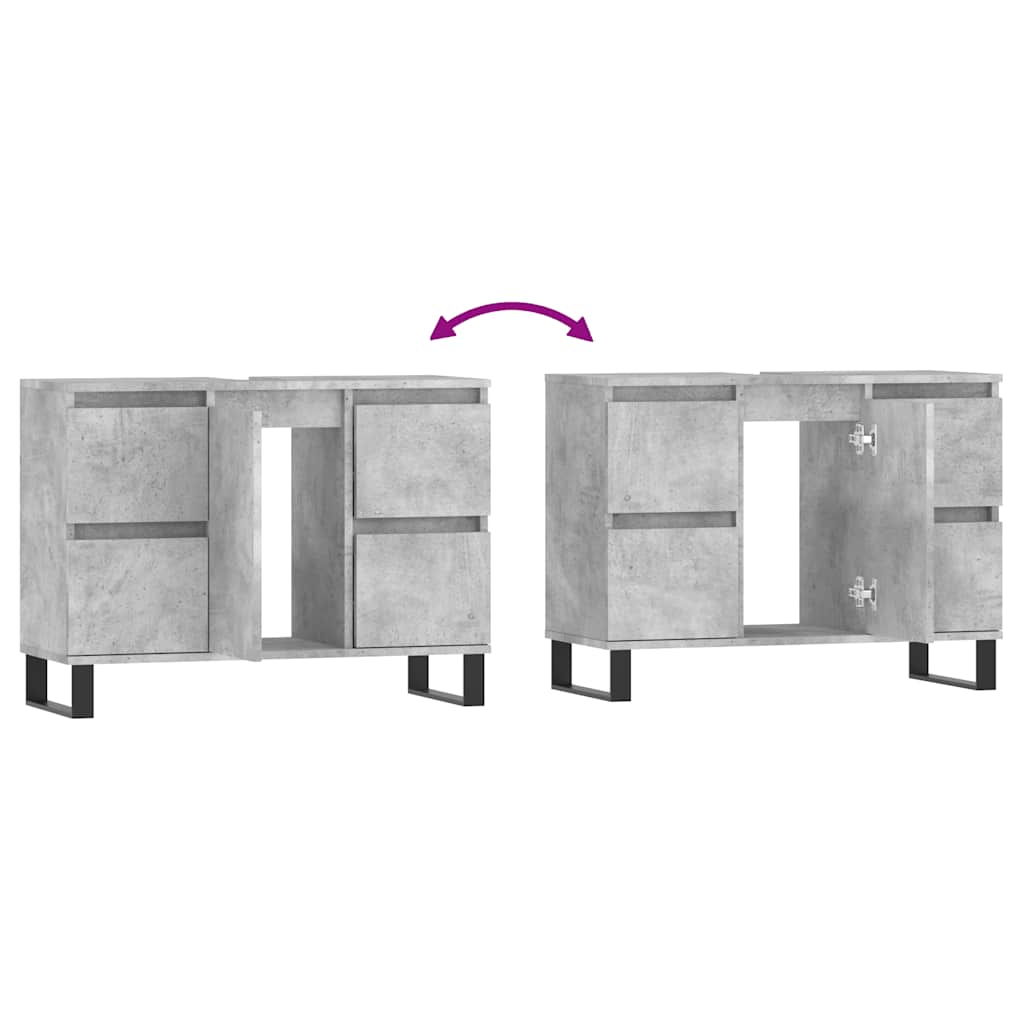 Baderomsskap Betonggrå 80X33X60 Cm Konstruert Tre